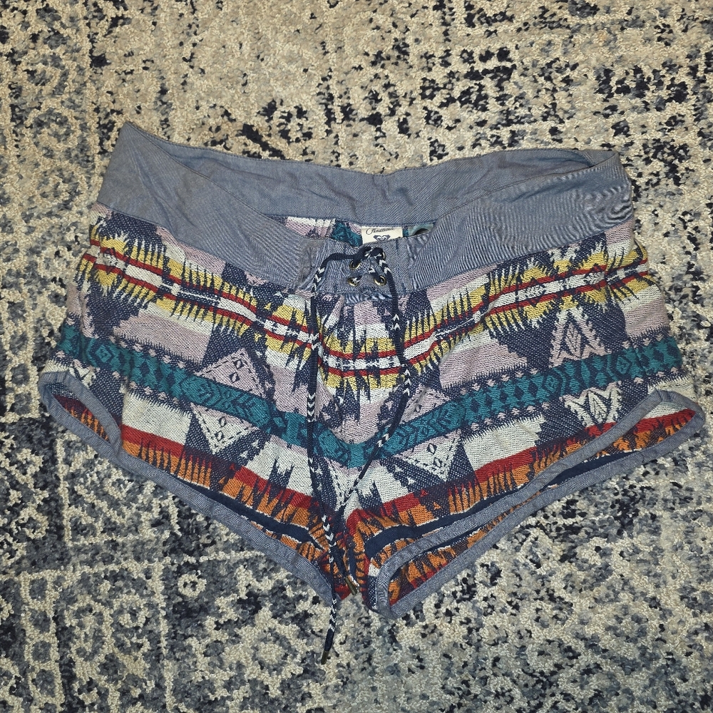 Pendleton Geometric Patterned Athletic Shorts - Blue, Orange, Gray